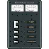 Blue Sea Systems AC Main + 3 Positions Circuit Breaker Panel, 120V AC, 30A Main, 3 x 15A Branch Breakers, Analog Volt and Amp Meters