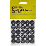 Blue Sea Systems Push Button Switch Label Kit, For 4180 & 4181, 50 ICON Labels