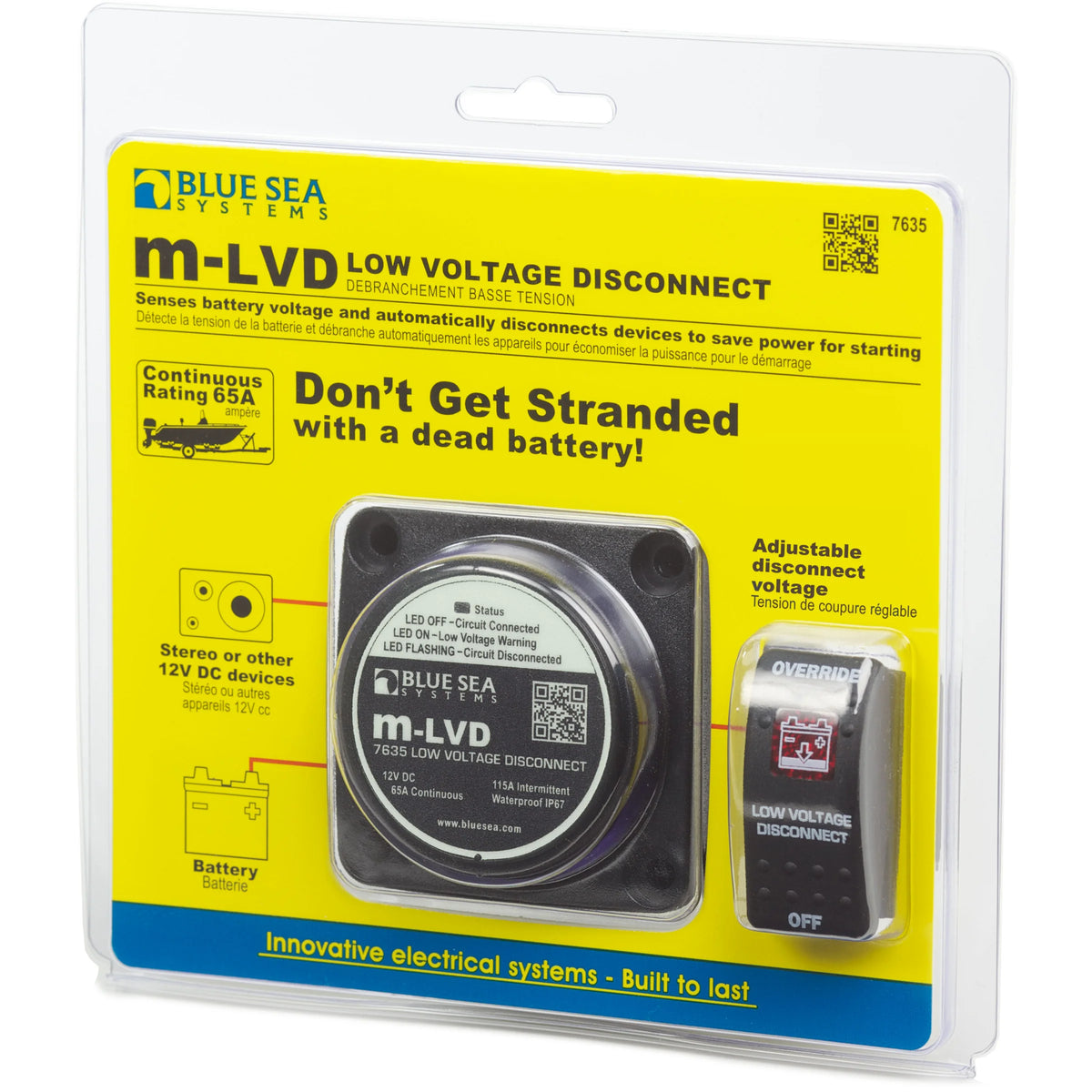 Blue Sea Systems m-LVD Low Voltage Disconnect, 12V, 65A, IP67