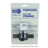 Jabsco Pumpguard In-Line Strainer, 1/2 in NPT Ports, Clear Housing, Stainless Steel Screen