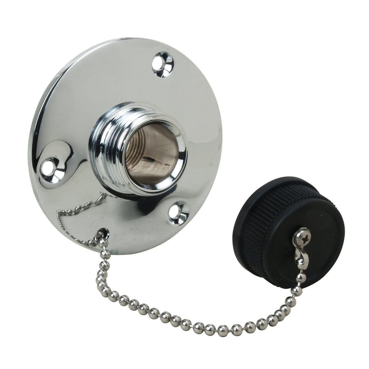 Perko Water Outlet Fitting with Cap, For On-Board Washdown Systems, 1/2 in NPT, Chrome-Plated Bronze