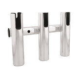 TACO Marine 3-Rod Aluminum Rod Rack, For Light Tackle Spinning Rod/Reel Combos, 8-1/2 in H x 12 in W, 1-1/2 in ID, Brushed Anodized Aluminum