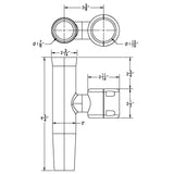 TACO Marine Clamp-On Adjustable Rod Holder, 1-11/16 in to 1-15/16 in Pipe, SS316L, Polished