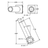 TACO Marine Fixed Clamp-On Center Rigger Mount, 1-1/8 in, 3/4 in & 1 in Pipe, SS316