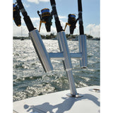 TACO Marine Kite Fishing 3-Rod Cluster, For Standard Gunnel Mount Rod Holders, 15° Bent Shaft, Anodized Aluminum