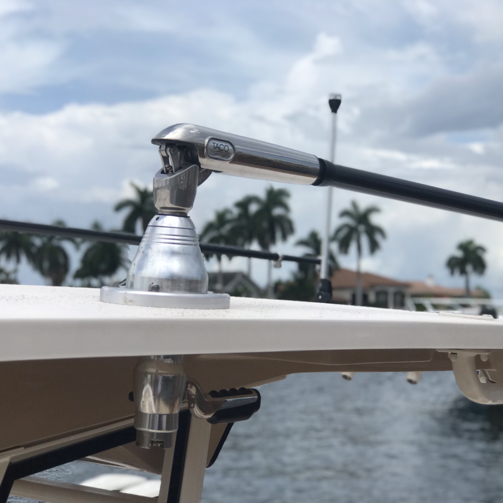 TACO Marine Pro Series GS-500 Outrigger Mounts, For Carbon Fiber Tele-Outriggers Up to 24 ft, Twist & Lock Arm