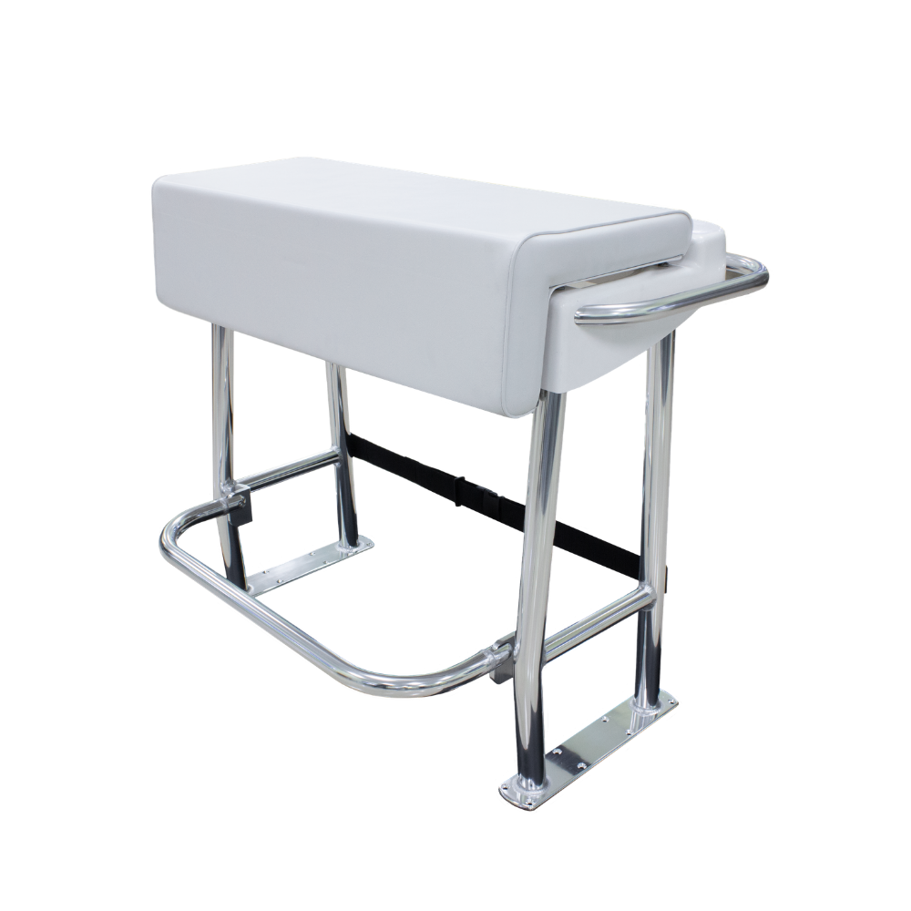 TACO Marine Neptune Premium Leaning Post, For Boats up to 30 ft, 33-1/2 x 39 x 27 in, 15-1/2 x 35 in Footprint, 4 Flush-Mount Rod Holders, Folding Footrest, 72qt Cooler Storage
