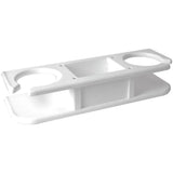 TACO Marine 2-Drink Poly Holder with Catch-All, White Polyethylene, Suction-Cup Mount
