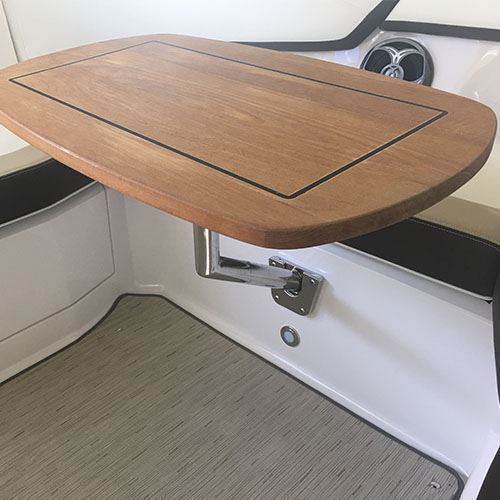 TACO Marine Side Mount Table Pedestal, Type 304 Stainless Steel, 17-3/4 in H, 12 in W, 1-5/8 in Tube, Polished