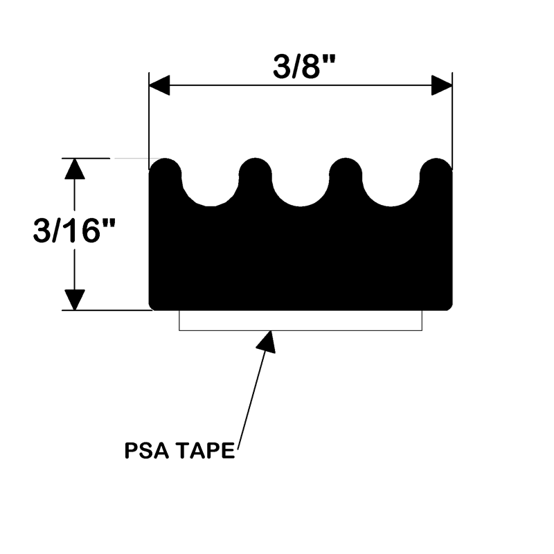 TACO Marine Weather Seal Tape, 10 ft, 3/16 in x 3/8 in, Black