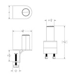 TACO Marine ShadeFin Mini Clamp Mount, Up to 2.25 in, 6061 Aluminum, Type 304 SS Rods, Misty Silver
