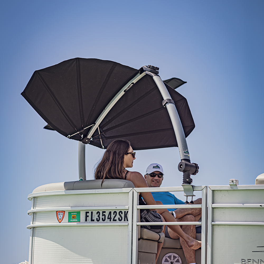 TACO Marine ShadeFin Mini Clamp Mount, Up to 2.25 in, 6061 Aluminum, Type 304 SS Rods, Misty Silver