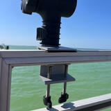 TACO Marine ShadeFin Mini Clamp Mount, Up to 2.25 in, 6061 Aluminum, Type 304 SS Rods, Misty Silver