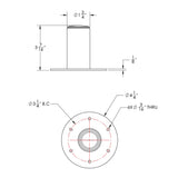 TACO Marine ShadeFin Mini Deck Mount, Backing Plate, Powder-Coated 6061 Aluminum