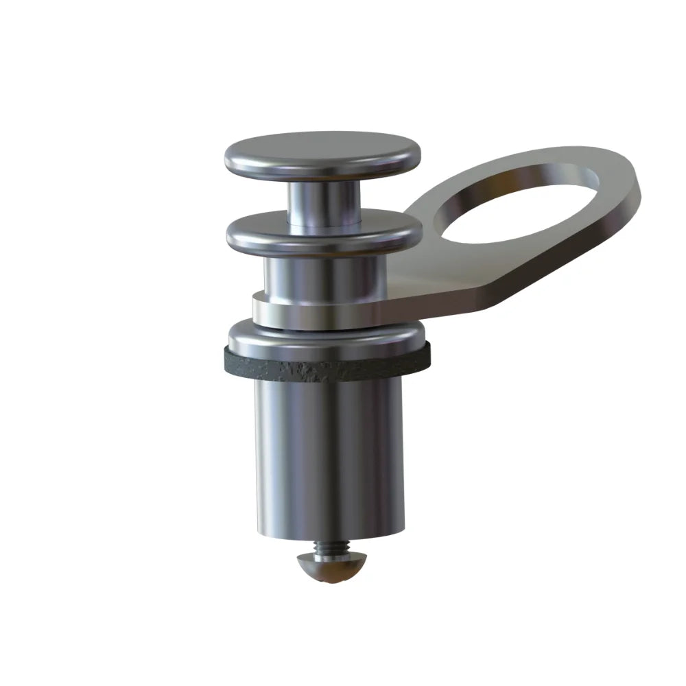TACO Marine Quick Release Fender Lock, For Pontoon Boats, Fits 1 to 1-1/4 in Square Tube, 1 in Button, 6000-Series Aluminum, Satin Anodized