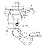 TACO Marine Quick Release Fender Lock, For Pontoon Boats, Fits 1 to 1-1/4 in Square Tube, 1 in Button, 6000-Series Aluminum, Satin Anodized