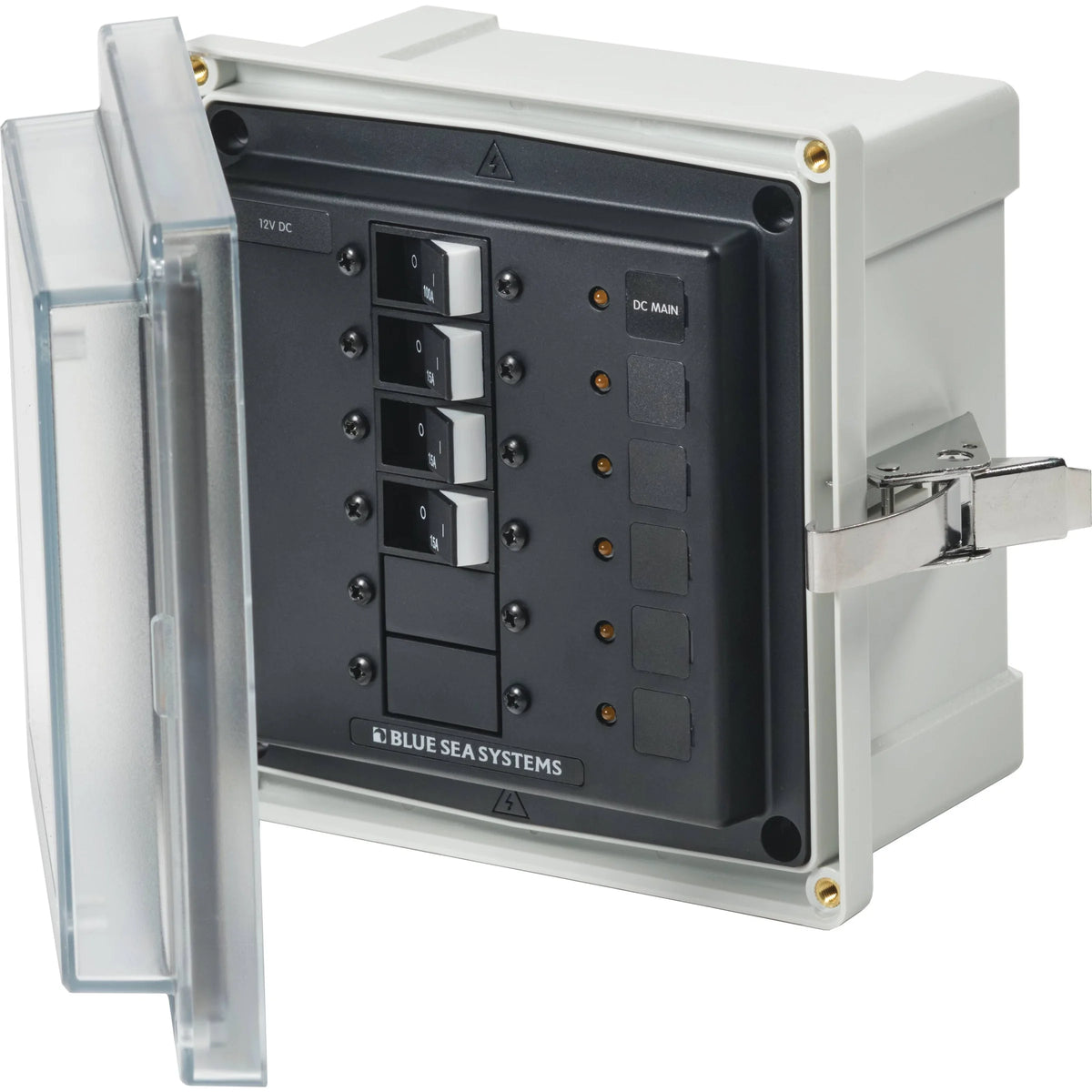 Blue Sea Systems SMS Surface Mount System Panel Enclosure, IP66, Glass-Filled Polycarbonate, Clear Cover, 6 x 6 x 4 in
