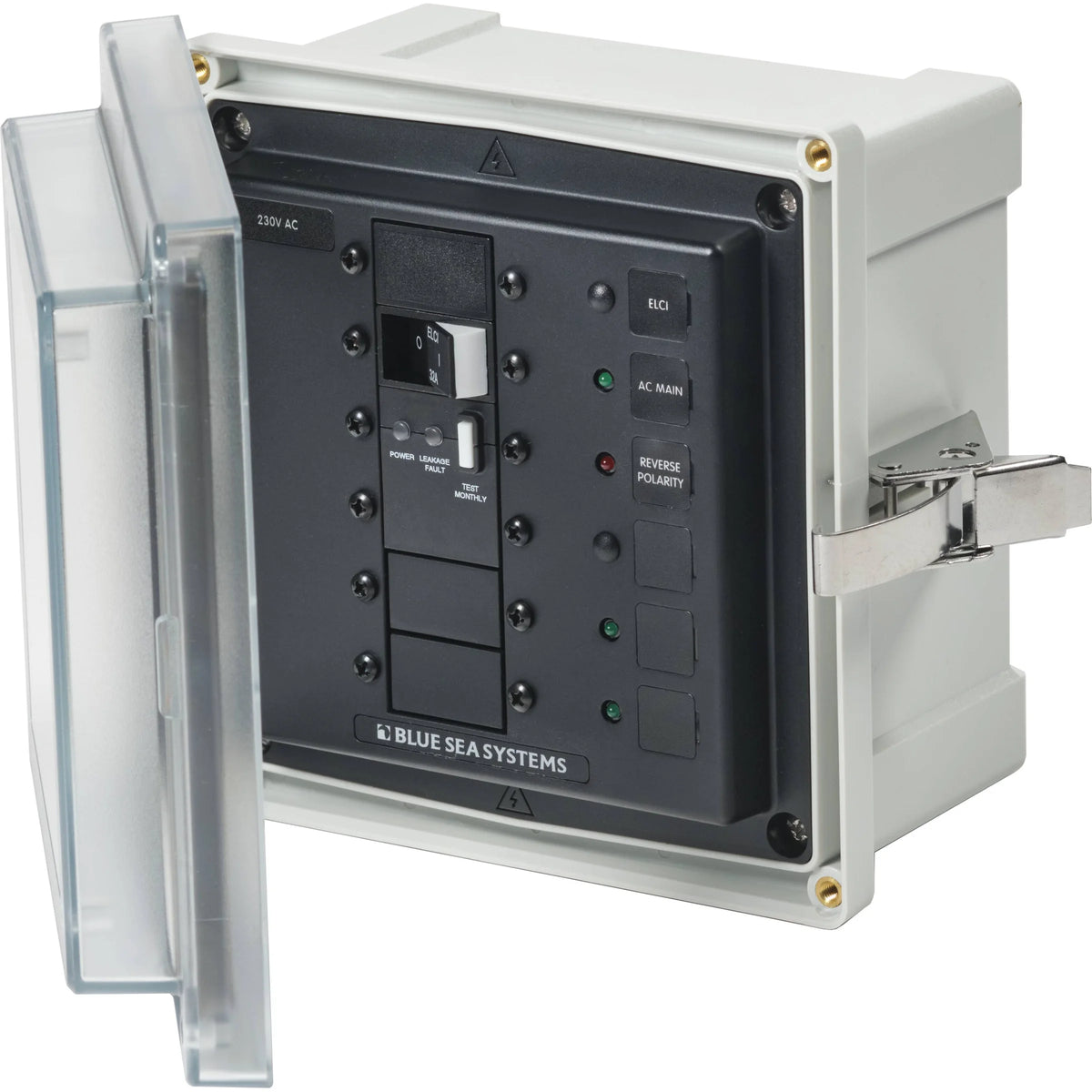 Blue Sea Systems SMS Surface Mount System Panel Enclosure, IP66, Glass-Filled Polycarbonate, Clear Cover, 6 x 6 x 4 in