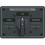Blue Sea Systems Traditional Metal AC Rotary Switch Panel, Source Selector, Reverse Polarity and Power LEDs