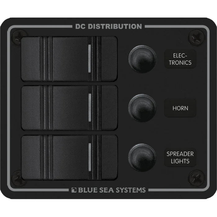 Blue Sea Systems Contura Water Resistant DC Circuit Breaker Panel, 12/24V, IP66