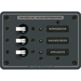 Blue Sea Systems Traditional Metal AC Branch Circuit Breaker Panel, 100A Max, Backlit Labels