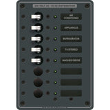 Blue Sea Systems Traditional Metal AC Branch Circuit Breaker Panel, 100A Max, Backlit Labels