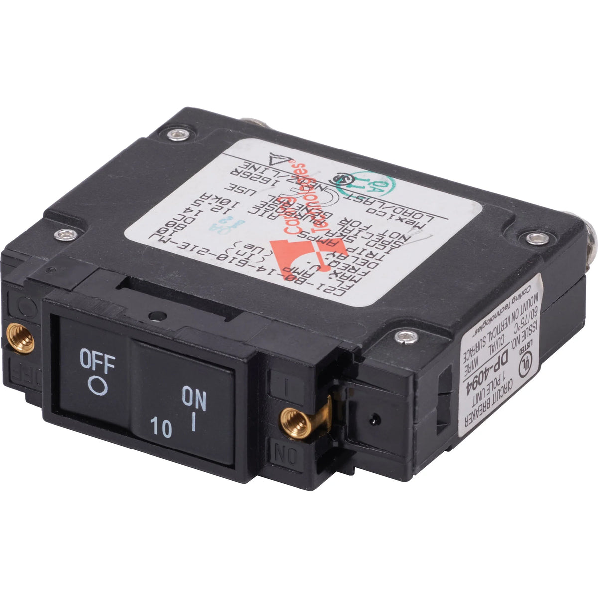 Blue Sea Systems C-Series UL-489 Circuit Breaker, 1-Pole, 80V DC, Flat Rocker, 10,000A Interrupt Capacity