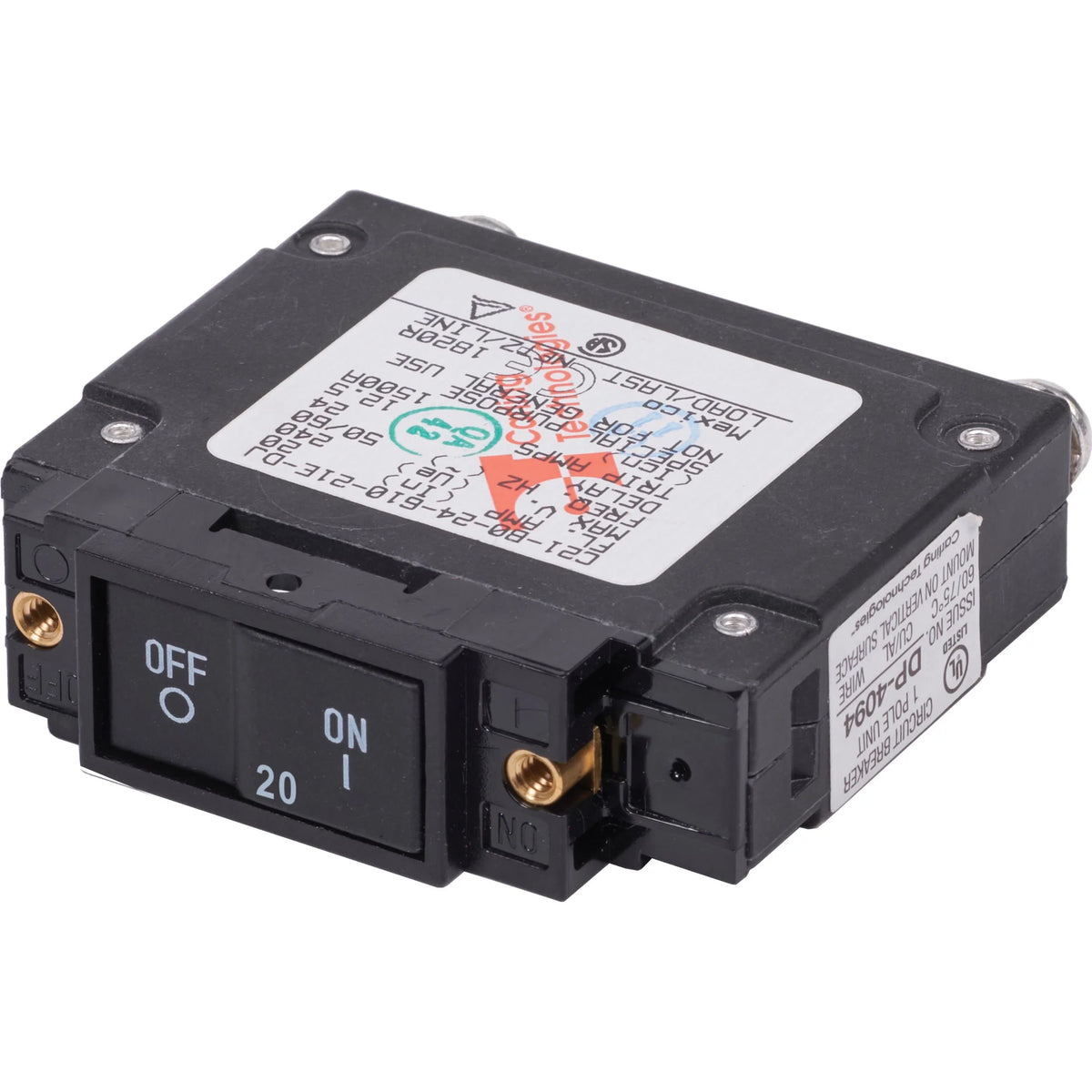 Blue Sea Systems UL-489 Circuit Breaker, 1-Pole, 240V AC, Flat Rocker