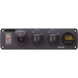 Blue Sea Systems Water-Resistant Accessory Panel, 12V DC, 15A Circuit Breaker, Pre-Wired Harness