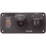 Blue Sea Systems Water-Resistant Accessory Panel, 12V DC, 15A Circuit Breaker, Pre-Wired Harness