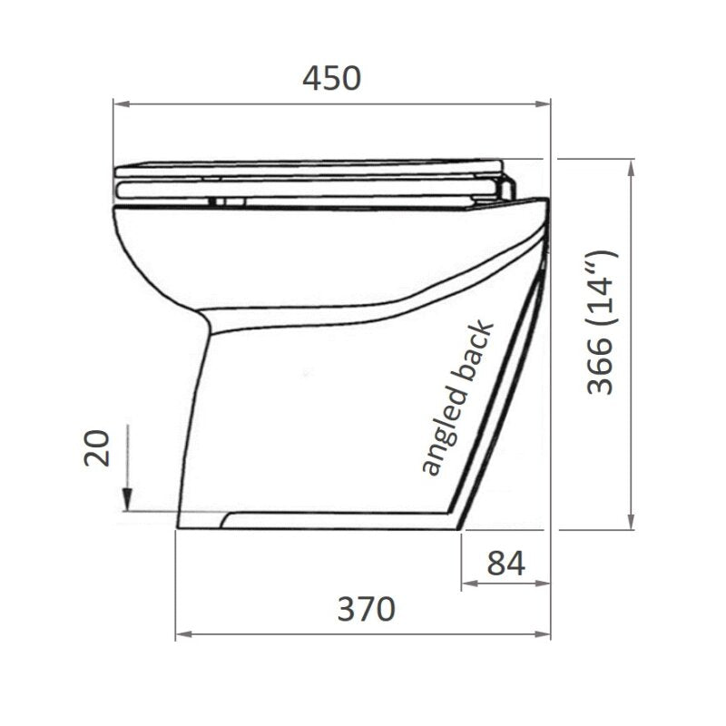 Jabsco Deluxe Flush 14 in Electric Marine Toilet, Soft Close Seat