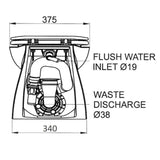 Jabsco Deluxe Flush 14 in Electric Marine Toilet, Soft Close Seat