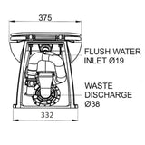 Jabsco Deluxe Flush 14 in Electric Marine Toilet, Soft Close Seat