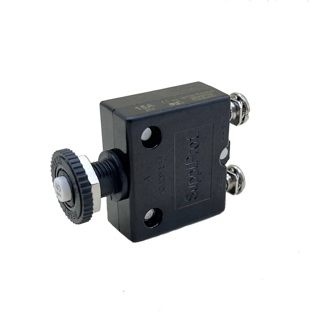 Blue Sea Systems Push Button Reset Only Screw Terminal Circuit Breaker, 32V DC, Panel Mount, #8 Screw Terminal, Thermal Trip, Ignition Protected