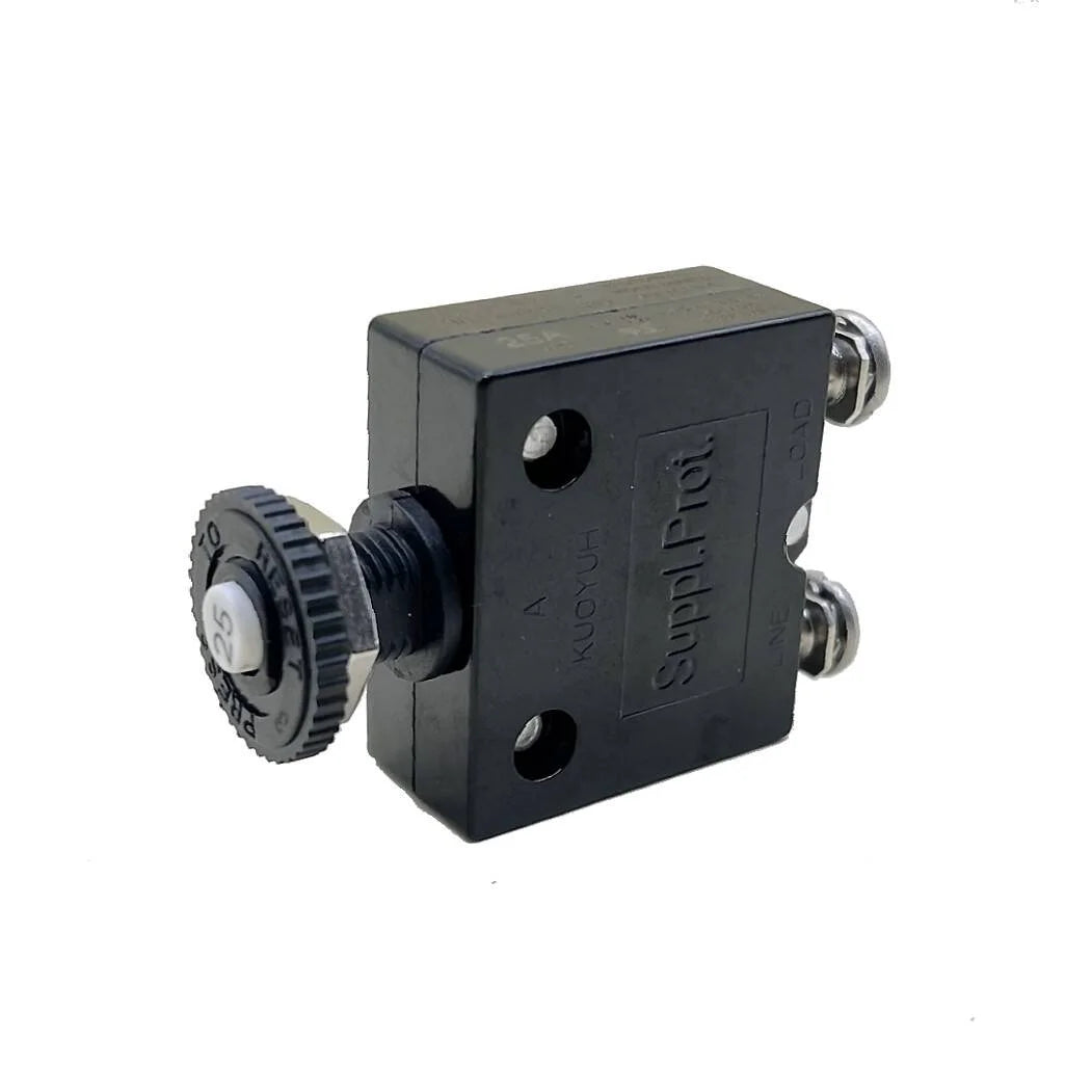 Blue Sea Systems Push Button Reset Only Screw Terminal Circuit Breaker, 32V DC, Panel Mount, #8 Screw Terminal, Thermal Trip, Ignition Protected