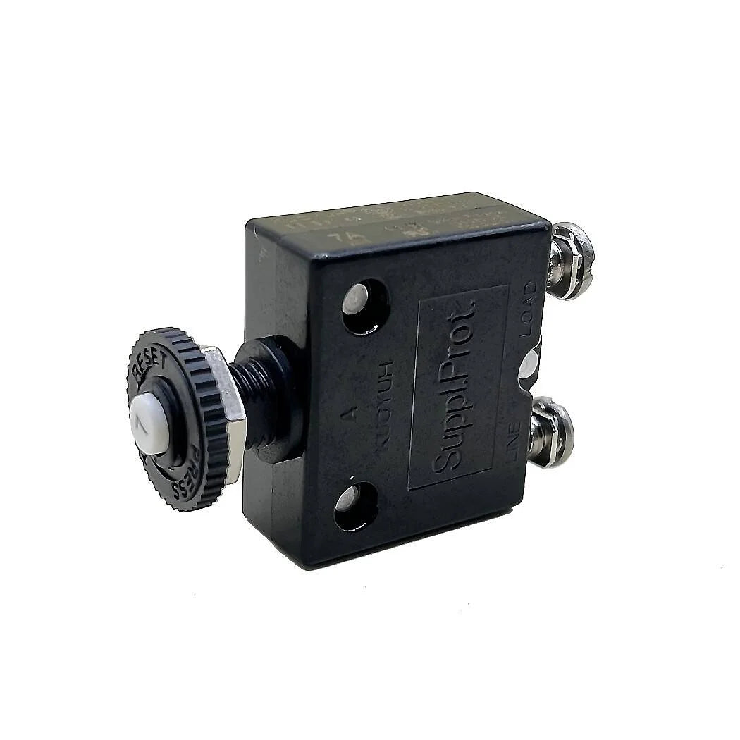 Blue Sea Systems Push Button Reset Only Screw Terminal Circuit Breaker, 32V DC, Panel Mount, #8 Screw Terminal, Thermal Trip, Ignition Protected