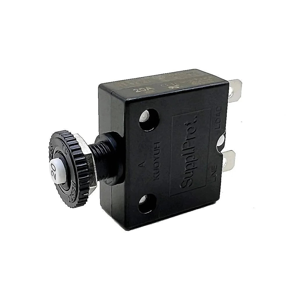Blue Sea Systems Push Button Reset Only Quick Connect Circuit Breaker, 32V DC, Panel Mount, Thermal Trip, Ignition Protected