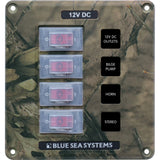 Blue Sea Systems Water-Resistant Circuit Breaker Switch Panel, 12V DC, Illuminated 15A Breakers, Exposed Mount