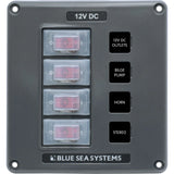 Blue Sea Systems Water-Resistant Circuit Breaker Switch Panel, 12V DC, Illuminated 15A Breakers, Exposed Mount