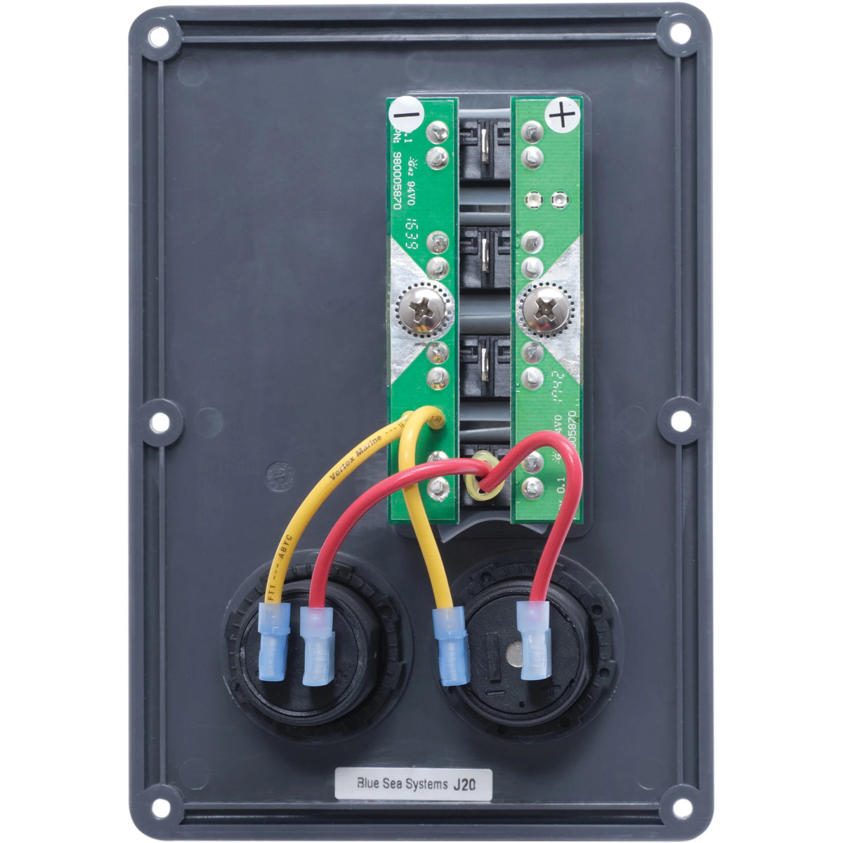 Blue Sea Systems Water-Resistant Circuit Breaker Switch Panel, 12V DC, Illuminated 15A Breakers, Exposed Mount