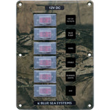Blue Sea Systems Water-Resistant Circuit Breaker Switch Panel, 12V DC, Illuminated 15A Breakers, Exposed Mount