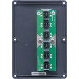 Blue Sea Systems Water-Resistant Circuit Breaker Switch Panel, 12V DC, Illuminated 15A Breakers, Exposed Mount