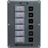 Blue Sea Systems Water-Resistant Circuit Breaker Switch Panel, 12V DC, Illuminated 15A Breakers, Exposed Mount