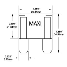 Blue Sea Systems MAXI Fuse, 32V DC, 1000A Interrupt Capacity, Tin-Plated Connector Blades, Visible Blown Indicator