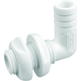Attwood Marine 90 Degree Thru-Hull Connector, White Polypropylene, Above-Waterline