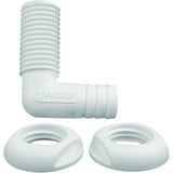 Attwood Marine 90 Degree Thru-Hull Connector, White Polypropylene, Above-Waterline