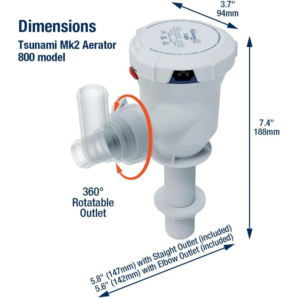 Attwood Marine Tsunami Mk2 T800 Aerator Pump, 12V, 800 GPH, IP68