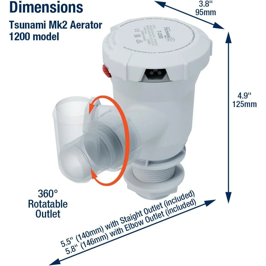 Attwood Marine Tsunami Mk2 T1200 Aerator Pump, 12V, 1200 GPH