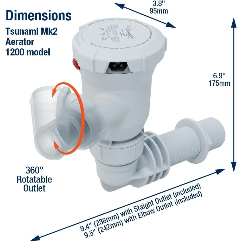 Attwood Marine Tsunami Mk2 T1200 Aerator Pump, 12V, 1200 GPH