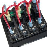 Blue Sea Systems WeatherDeck Waterproof Circuit Breaker Panel, 12/24V DC, IP67, 15A Per Circuit, Green LED Backlit Labels, Gray Panel